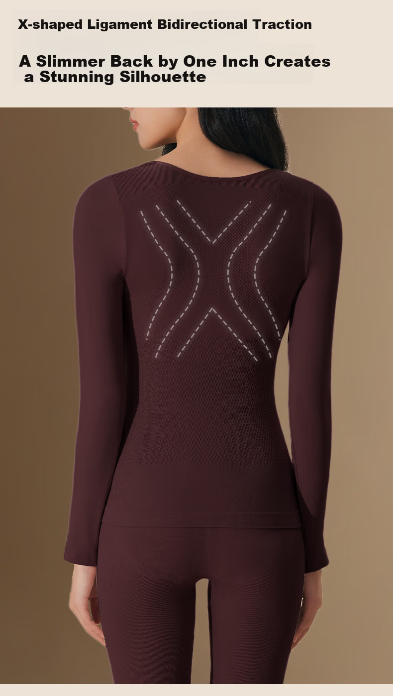 Herbal Original Women's Thermal Underwear Set Autumn Winter New Slimming Heat Energy Waist Shaping Base Layer Shirt and Pants 10