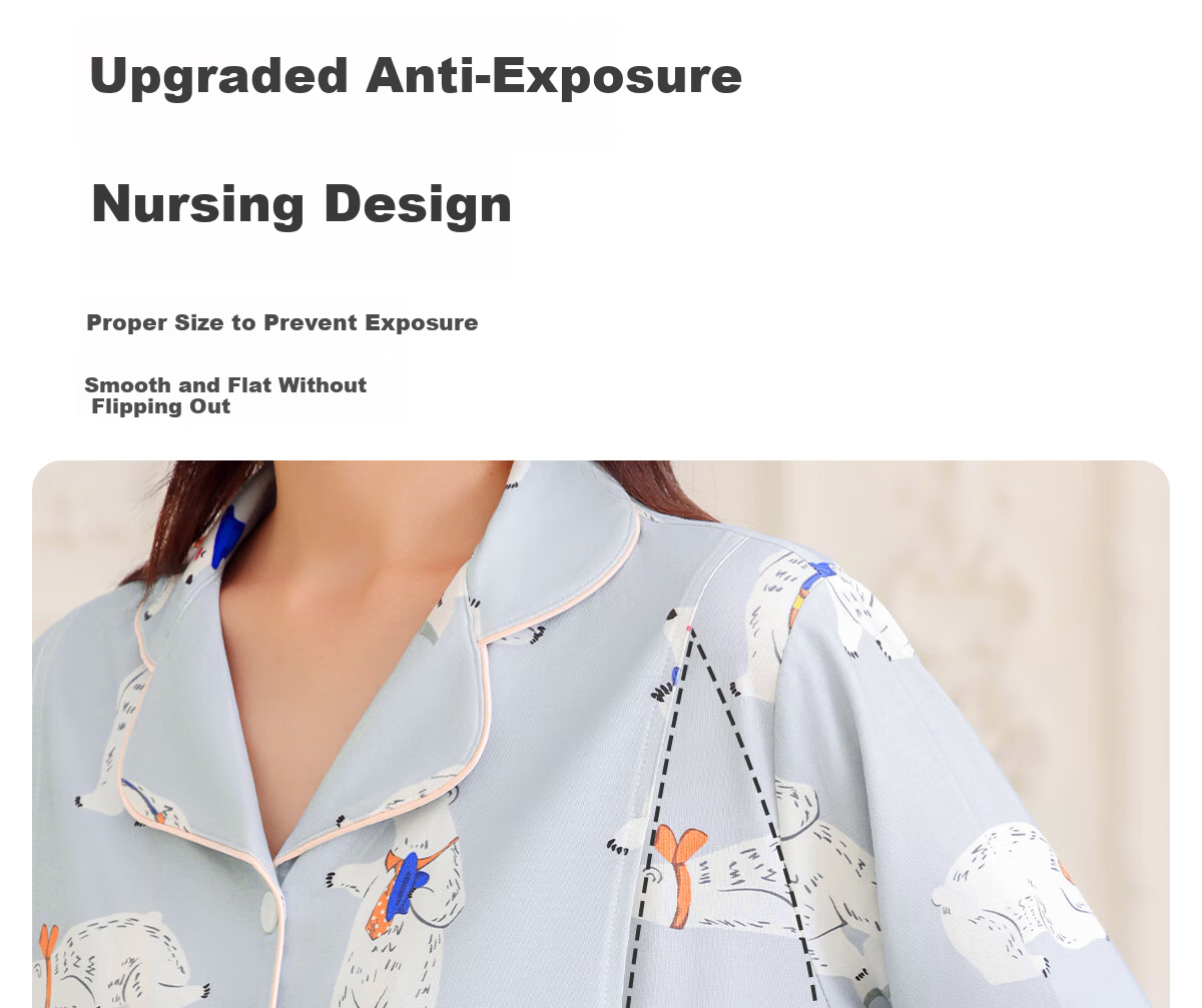 JOYNCLEON Postpartum Maternity Pajamas Women Tianshan Cotton Spring Summer Nursing Homewear XL Jyz179431 18