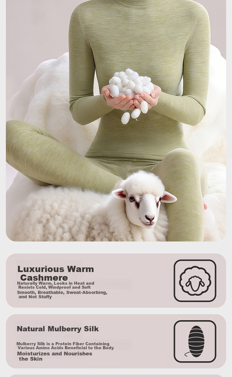 Tingmei | Bargain Cashmere Silk Set Thermal Thickened Warm Women's Autumn Winter Fleece Lined Underwear Pajamas 2