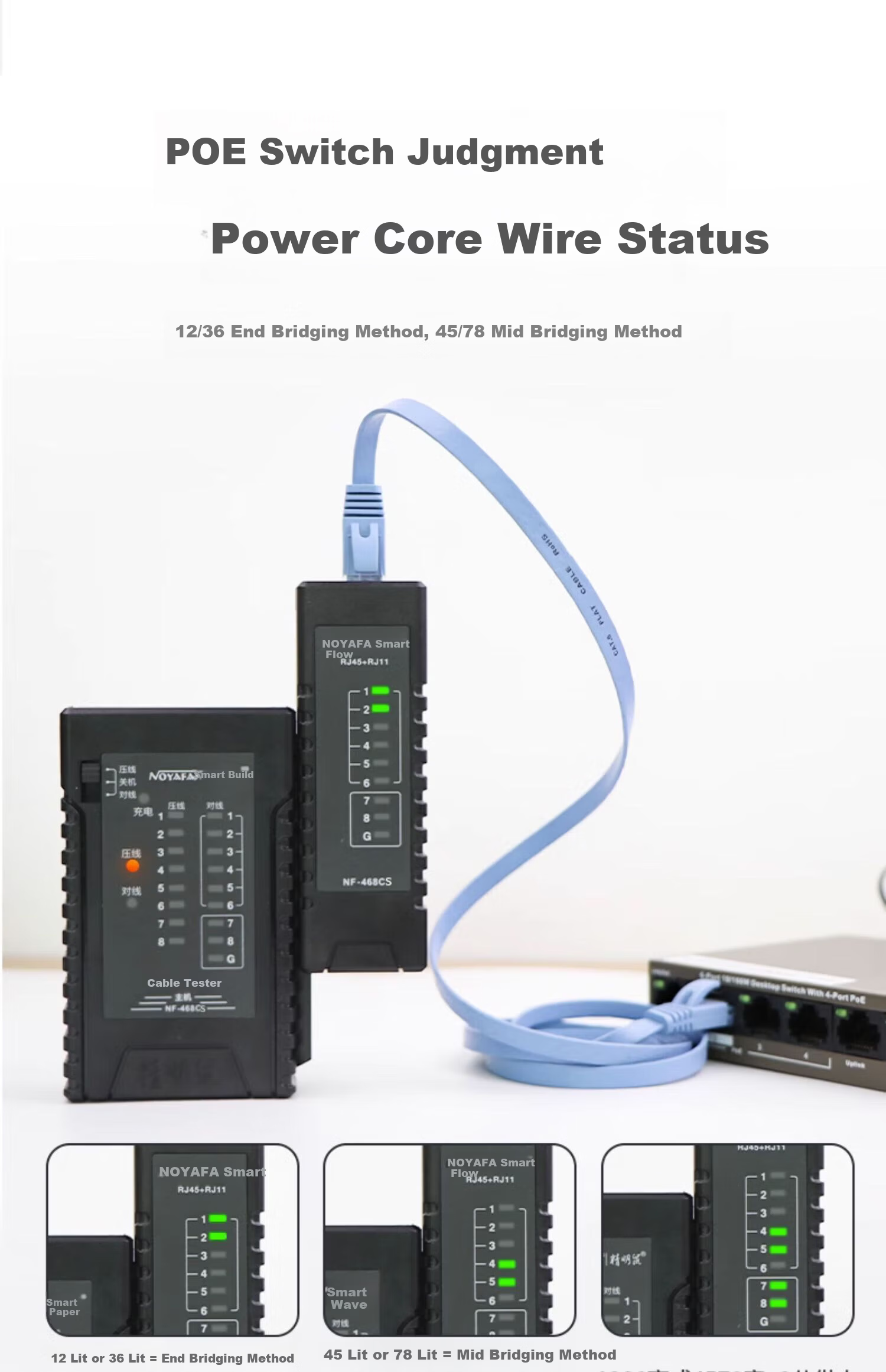Smart Mouse NF-468CS Network Cable Tester RJ45 RJ11 Line Detector Single-Head Network Telephone Cable Tester 8