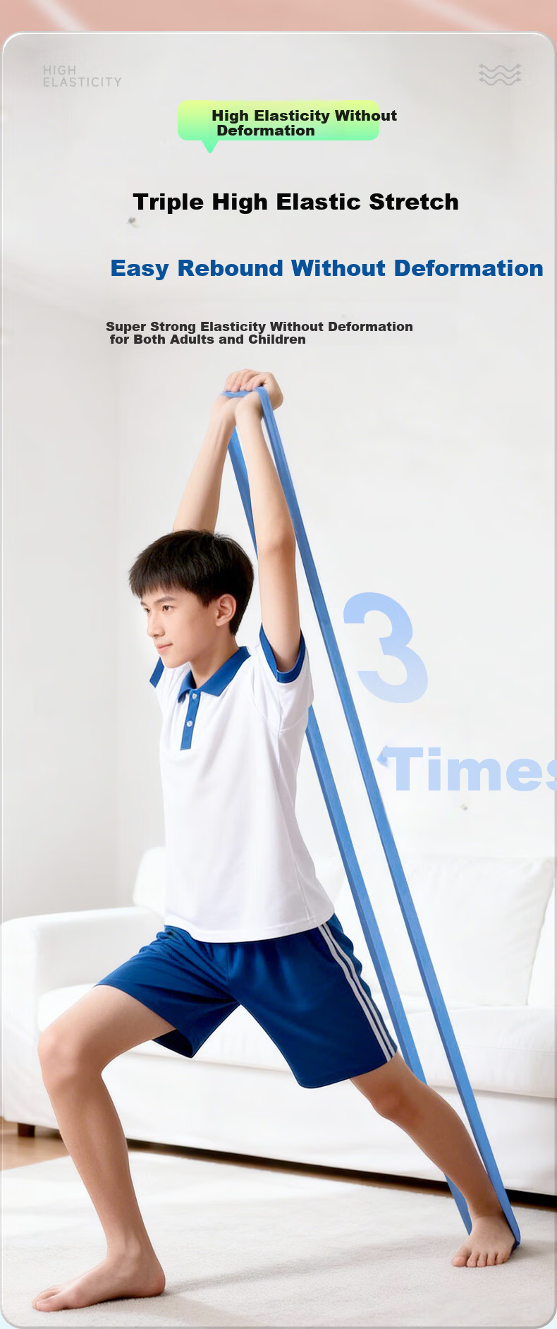 LI-NING Elastic Fitness Resistance Band for Men and Women Pull-Up Bar Leg Training Yoga Stretching Strength Training Pink 5