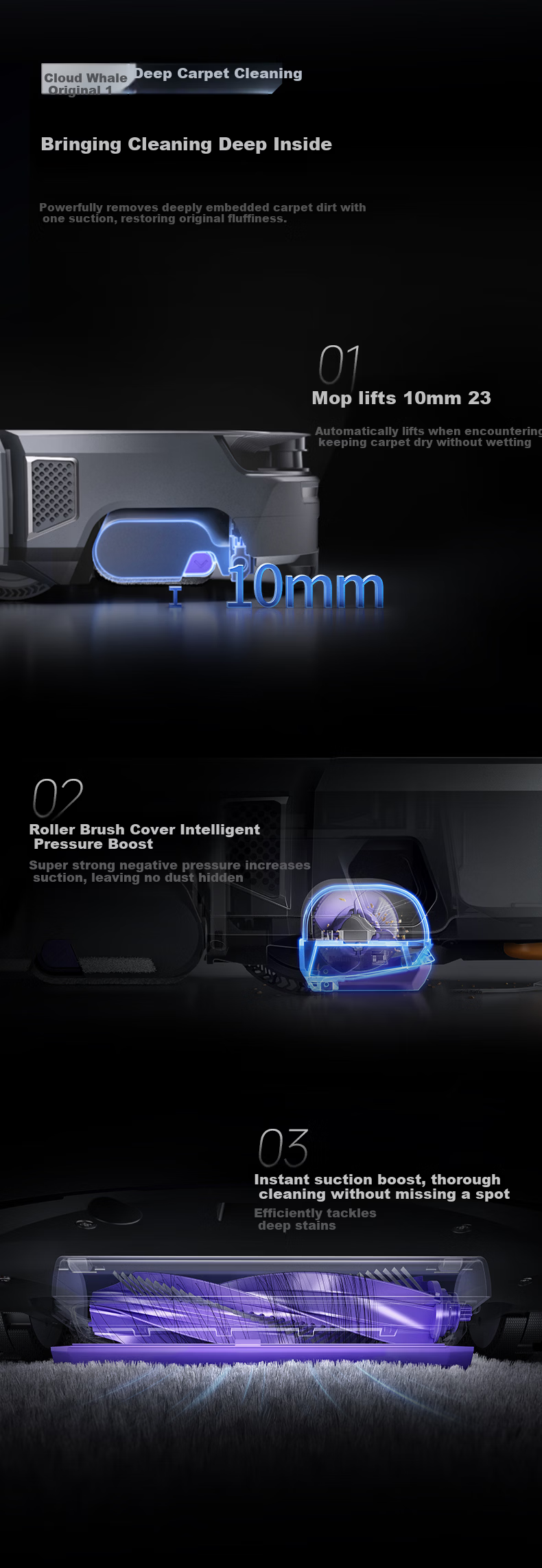 Cloud Whale【Price Protection 618】Xiaoyao 003 Robot Vacuum Cleaner 3-in-1 Sweeping and Mopping Automatic Cleaning Fully Intelligent Self-Maintenance Home Use Hot Water Track Washing and Drying Floor Cl 16