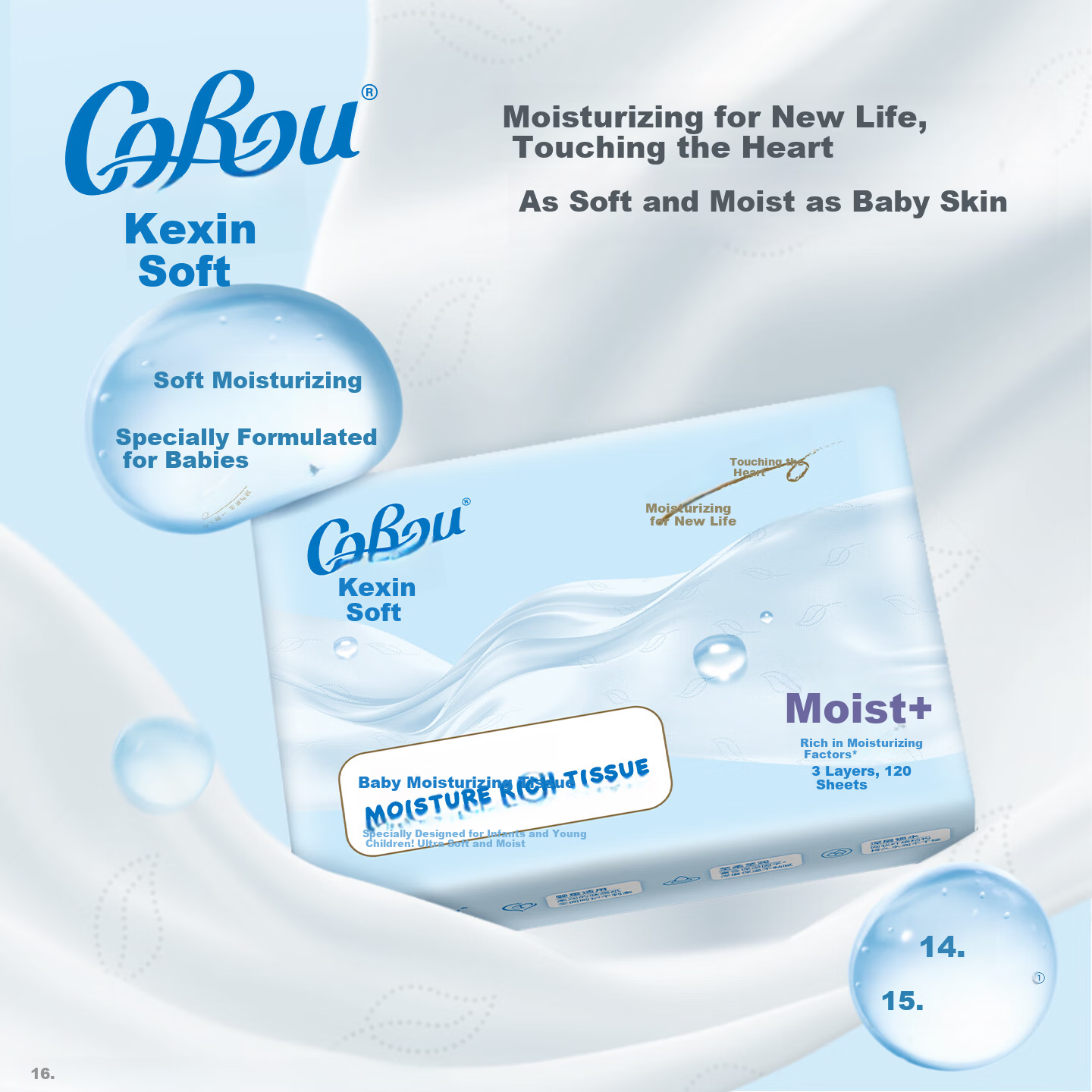 COROU Facial Tissue 3-Ply Large Size S 120 Sheets x 5 Packs Baby Soft Tissue Wet Wipes Cloud Soft Tissue Cream Paper Full Box