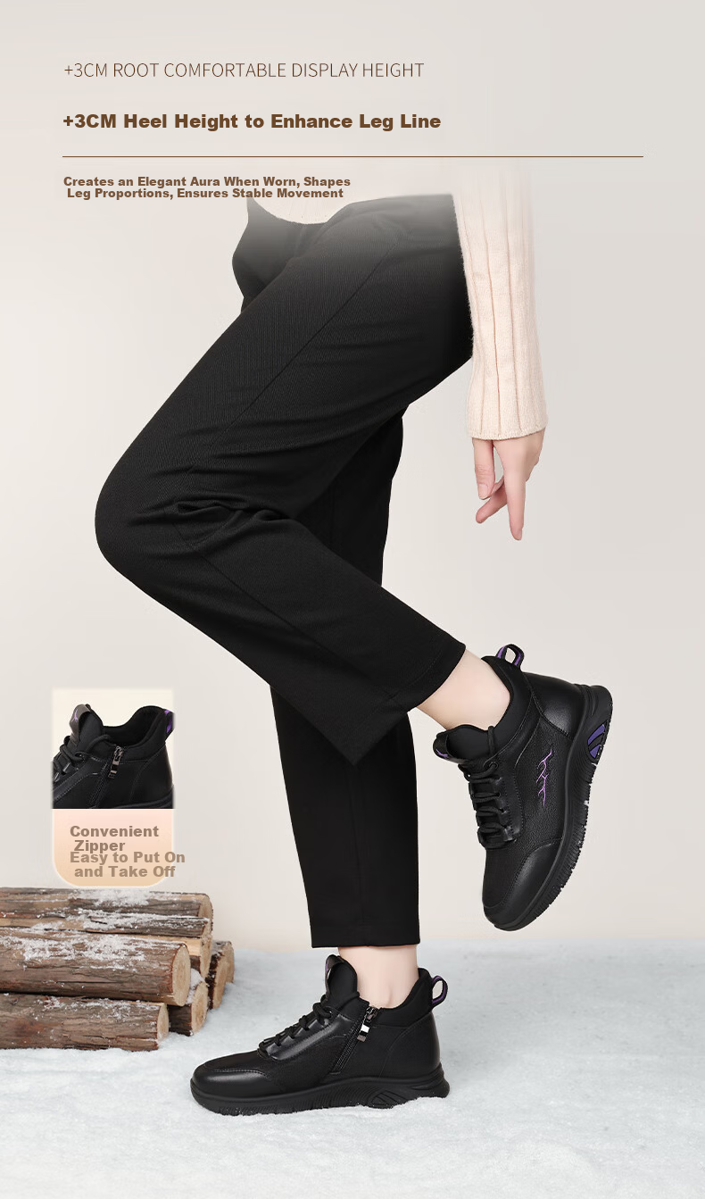 Red Dragonfly Women's Fleece-Lined Warm Sports Shoes Casual Mom Shoes Lightweight Travel Shoes WXC444291 Black Size 40 6