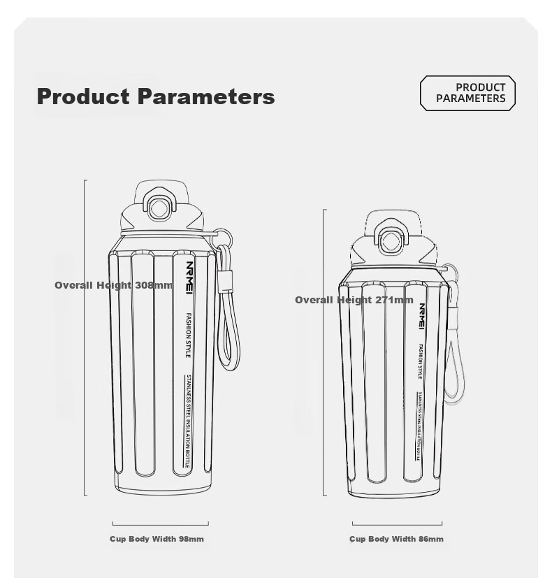 NRMEi Insulated Large Capacity 316 Stainless Steel Sports Water Bottle with Straw for Boys Teens 12-18 Years Outdoor 30