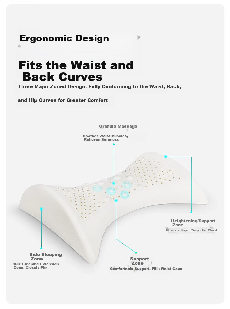 Yuzhaolin Latex Lumbar Pillow Bed Sleeping Special Waist Cushion Lumbar Disc Protrusion Ergonomic Lumbar Support Pillow Maternity Sleeping Waist Protection Pillow 4