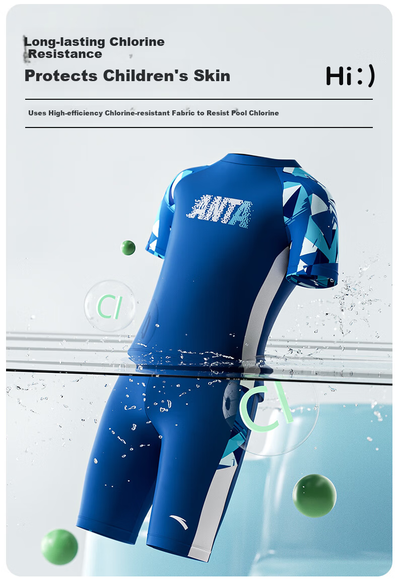 ANTA Kids Boys 2026 New Split Style Swimwear Set Youth Professional Sports Training Swimsuit 5