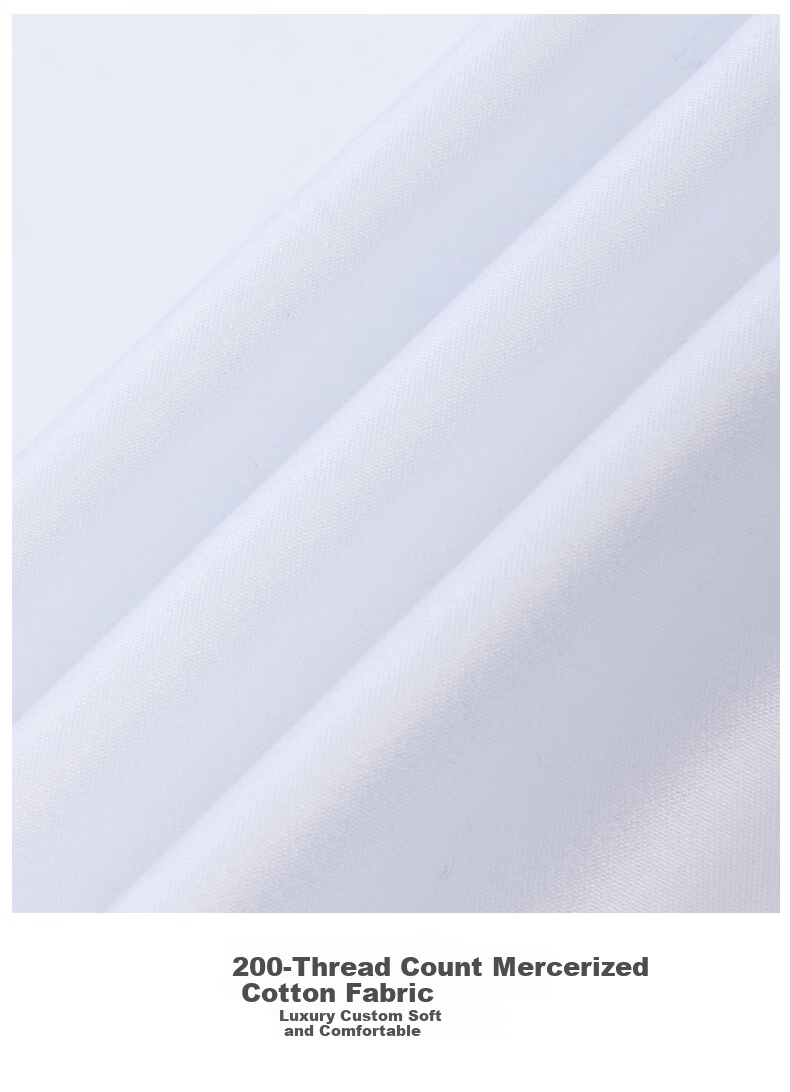 FIRS 200-Thread Satin DP Non-Iron Long Sleeve Men's High-End Business Mercerized Cotton Shirt White 41 4