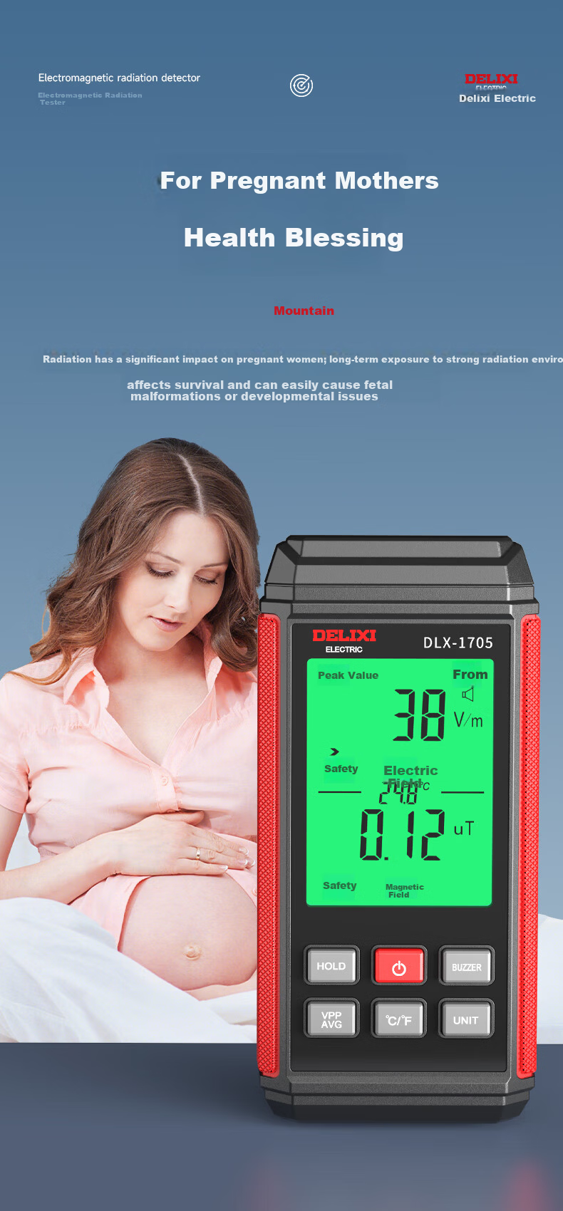 DELIXI ELECTRIC Electromagnetic Radiation Detector High-Precision High-Frequency Electromagnetic Field Microwave Radiation Tester Home Electromagnetic Detector 7