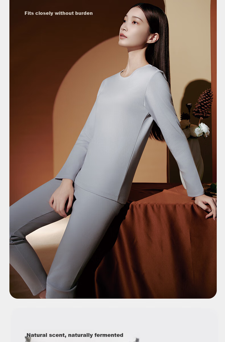 Yiershuang [80s 100% Pure Cotton] Premium Thermal Underwear Set for Women, Crew Neck Autumn Top and Bottom Gift Box Set 9