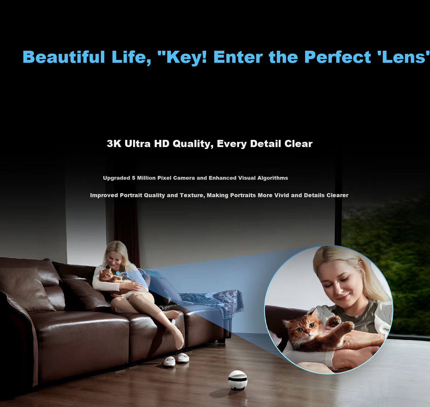 Enabot EBO Air 2 Plus Whole Home Mobile Surveillance Camera Video Call Elderly Children Pet Monitoring EBO AI Companion Robot [Liumu White] 18