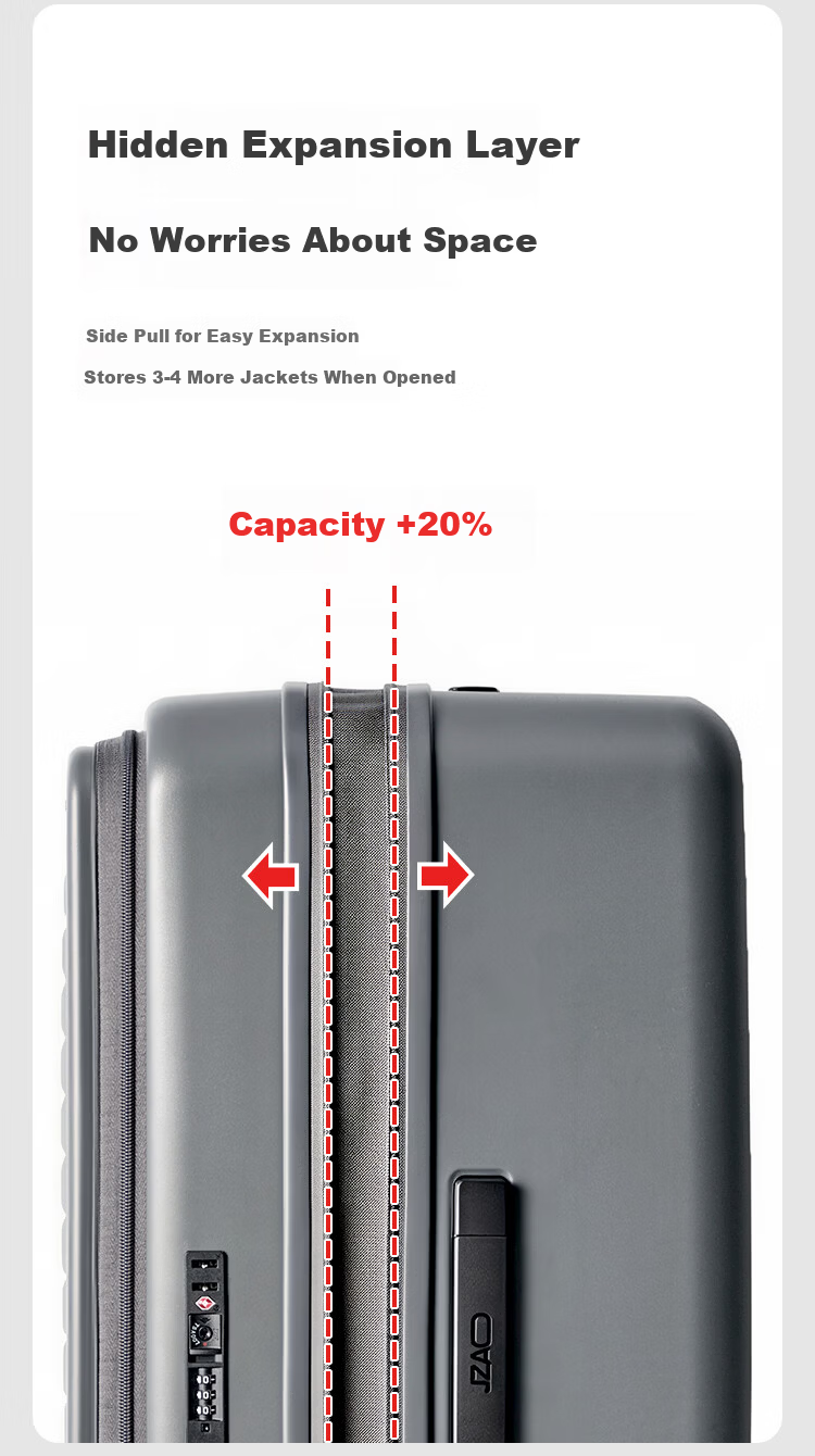 JD Jingzao TuoJie 24-inch Luggage Suitcase for Men and Women Side-Opening Large Capacity Trolley Case with Password Lock Travel Business Trip Graphite Gray 4