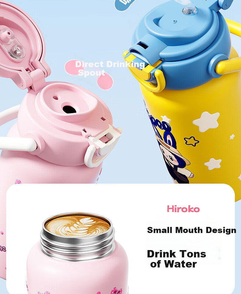Licheers Kids Insulated Water Bottle for Ages 3-6-12, Student Thermos Cup, Kindergarten Insulated Water Flask, Baby Drinking Thermos Bottle 6
