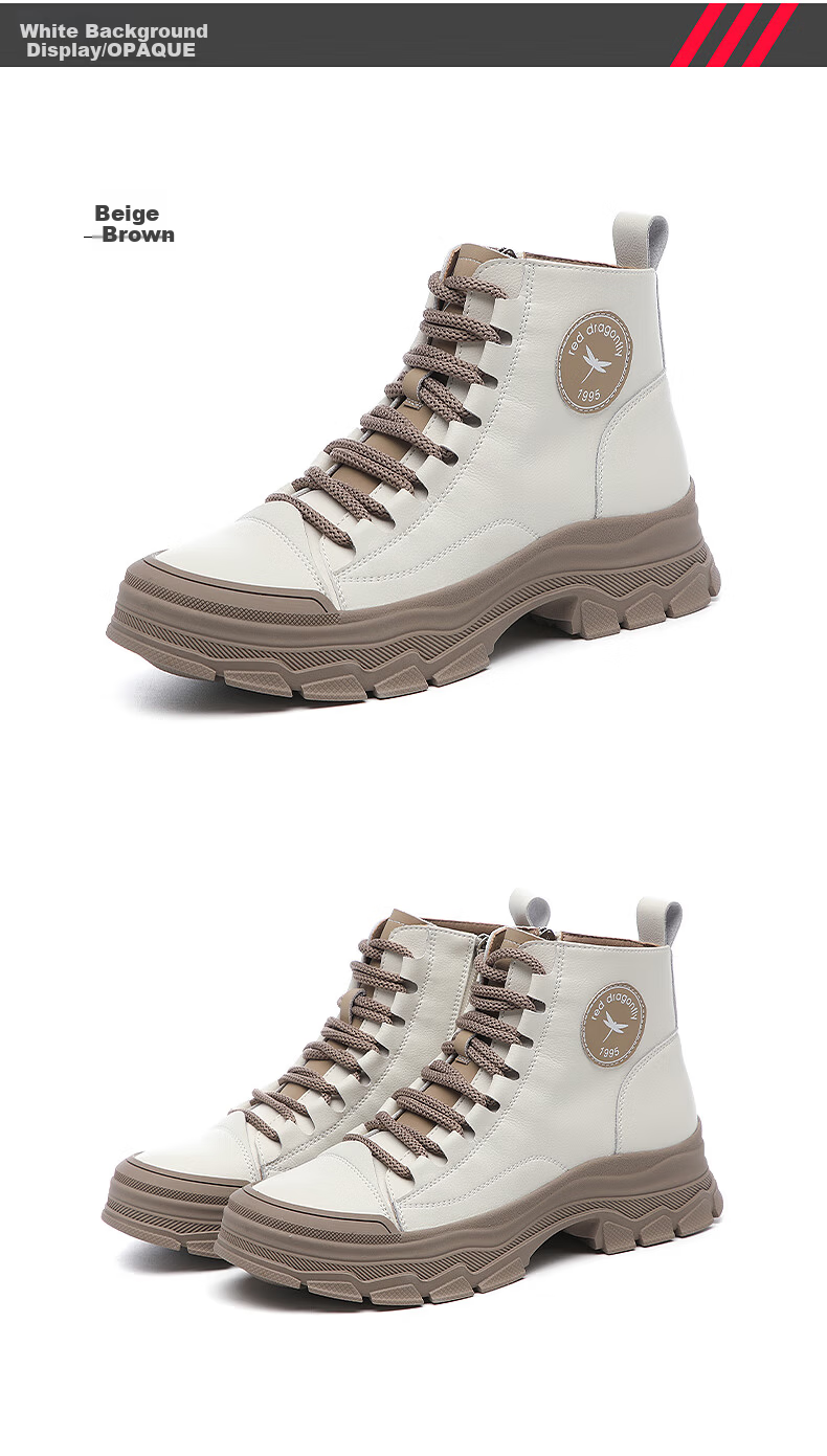 RED DRAGONFLY Women's Martin Boots British Style Thick Sole Height Increasing Slimming Street High Top Versatile Boots WXC430081 10