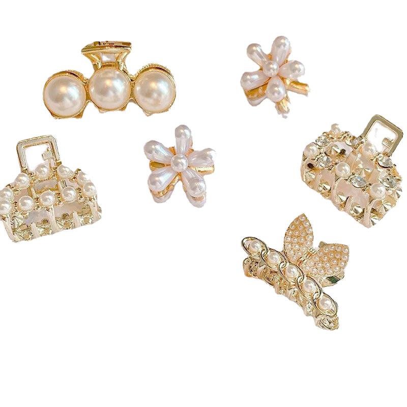 Chense Pearl Hair Clips, Shark Clip, Bun Maker, Hair Barrette, Elegant Hair Accessory, Pearl Set of 6 Pieces