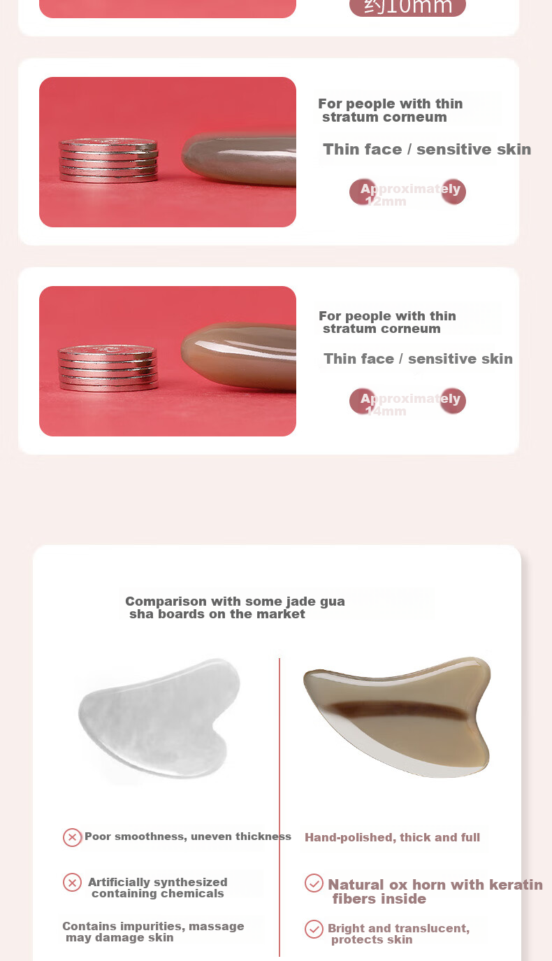 Chaojun Authentic Natural Ox Horn Gua Sha Board Facial Massage Roller Set Practical Birthday Gift for Mom Girlfriend Wife 5