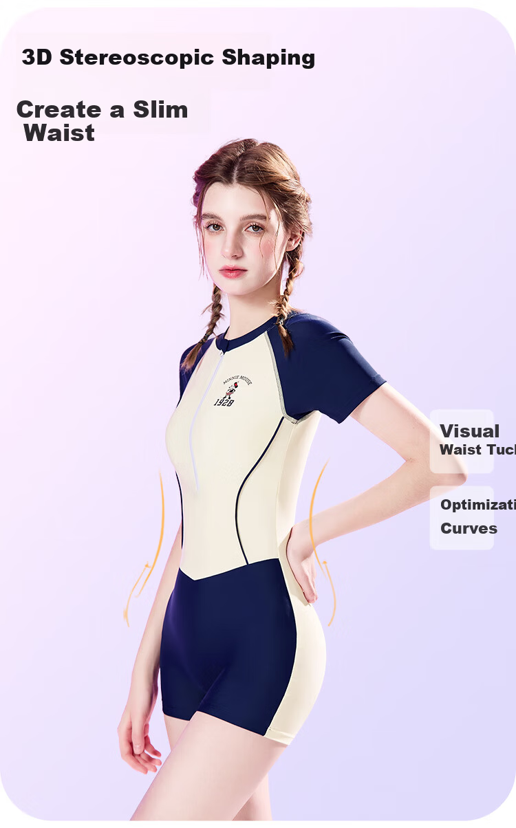 Disney Women's One-Piece Swimsuit Student Slimming High-End New Swimwear D15201 Navy Blue Mickey M 2