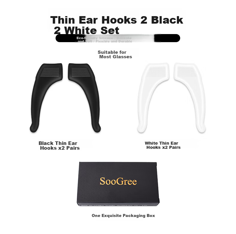 SooGree Anti-Slip Silicone Ear Hooks Replacement Eyeglass Temple Tips Accessories 14
