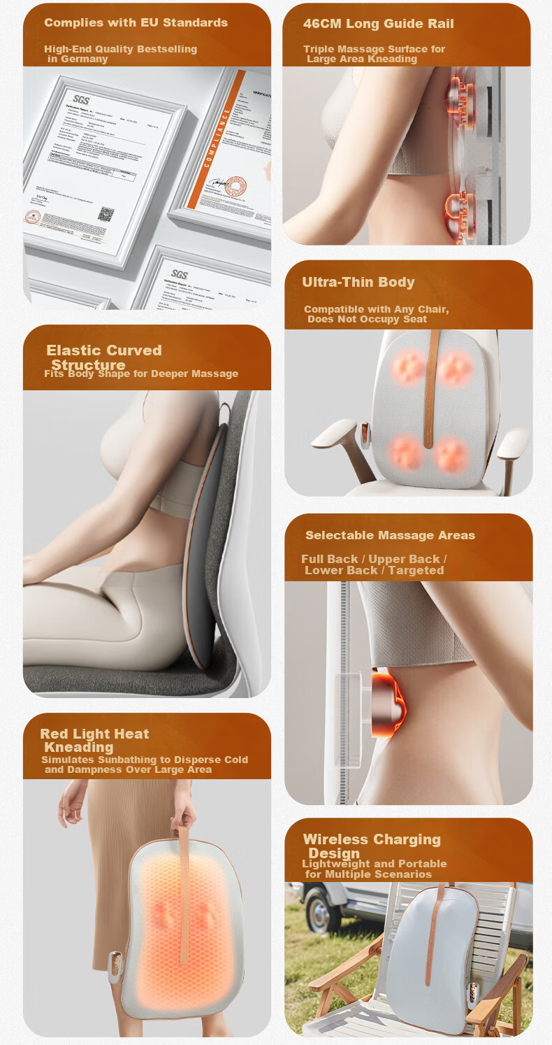Ecomed German Back Massager Massage Cushion Waist Massager Neck Cervical Shoulder Office Massage Backrest Full Body Practical Birthday Gift for Parents Elders 3