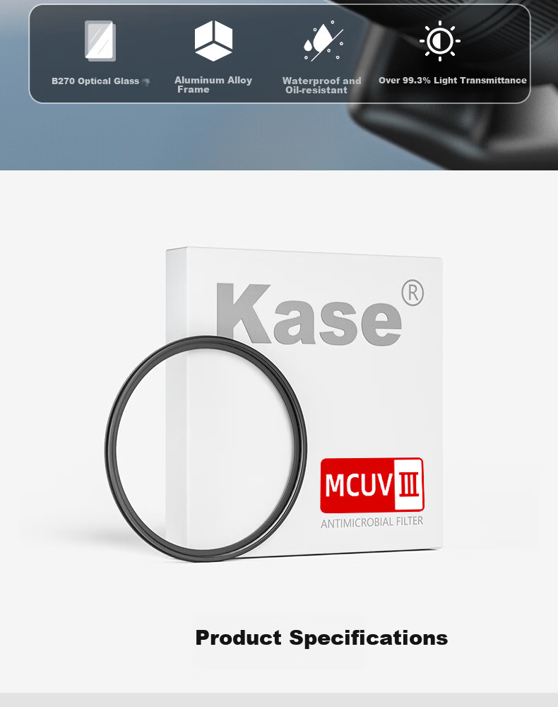 Kase UV Filter 3rd Generation III 72mm MCUV Multi-Coated Double-Sided Lens Protection Filter for DSLR and Mirrorless Cameras High Definition High Transmission Low Reflection Filter 2