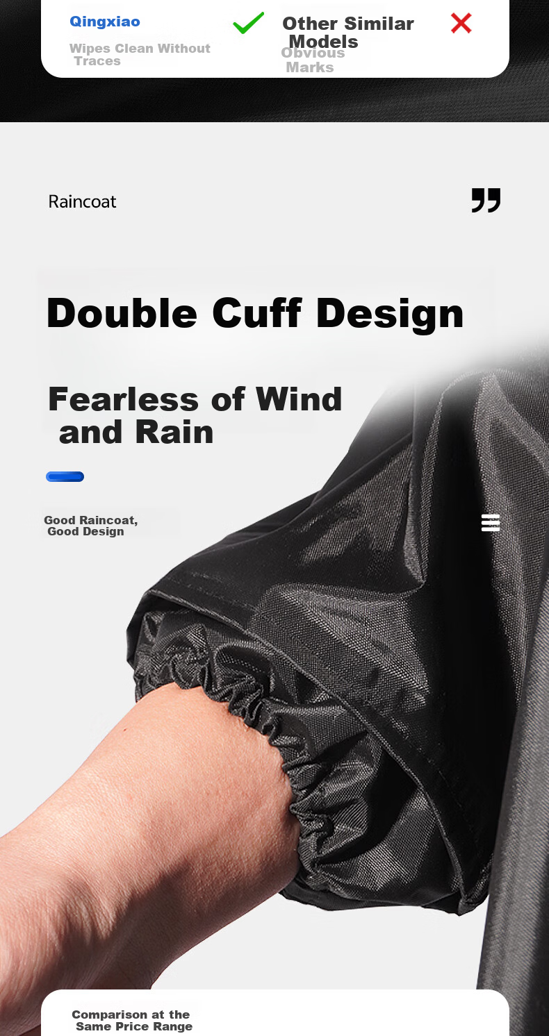 Qingxiao Raincoat Set Thickened Oxford Cloth XL Anti-Rainstorm Electric Bike Delivery Rider Two-Piece Reflective Unisex 1