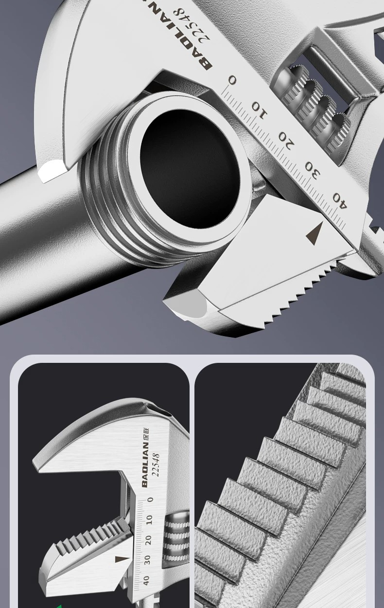 Baolian Dual-Use Adjustable Wrench Large Opening Pipe Wrench Industrial Grade Multi-Functional Plumbing Wrench 7