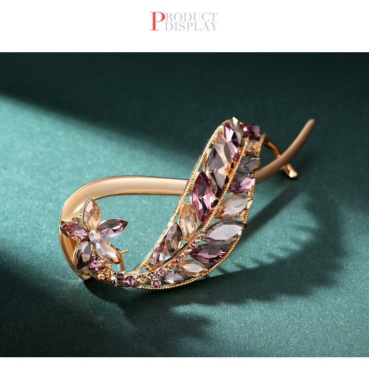 CHIMERA High-Quality Leaf Hair Clip, Rhinestone Twist Clip, Hairpin, Hair Accessory, Hair Clip, Women's Mid-Autumn Festival Gift 6