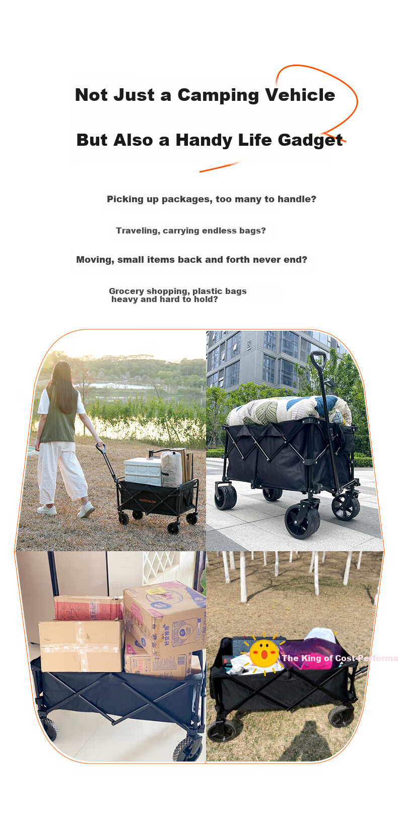 Waterman Outdoor Camping Cart Handcart Camp Wagon Small Trolley Picnic Stroller Pet Dog Cart 6