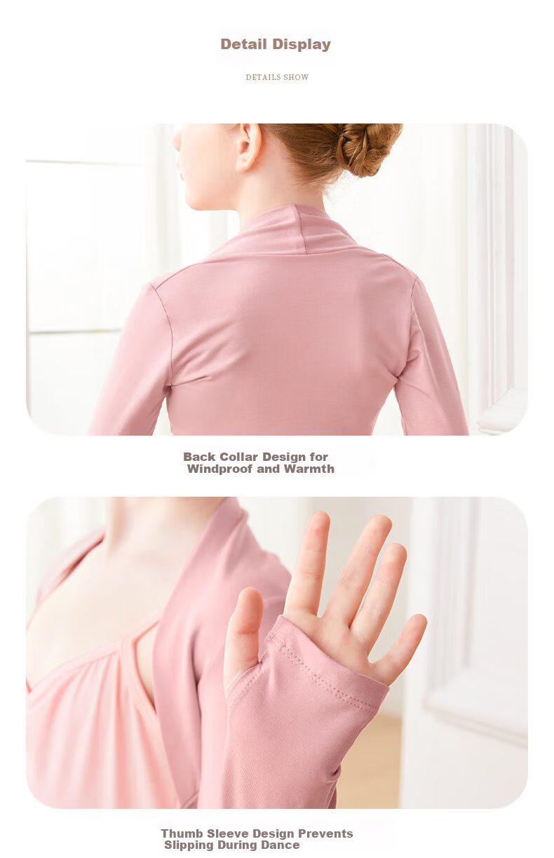 Aiwu Ge Children's Dancewear Modal Vest Jacket Latin Dance Practice Long Sleeve Spring Autumn Outerwear Elegant Blue 160 11