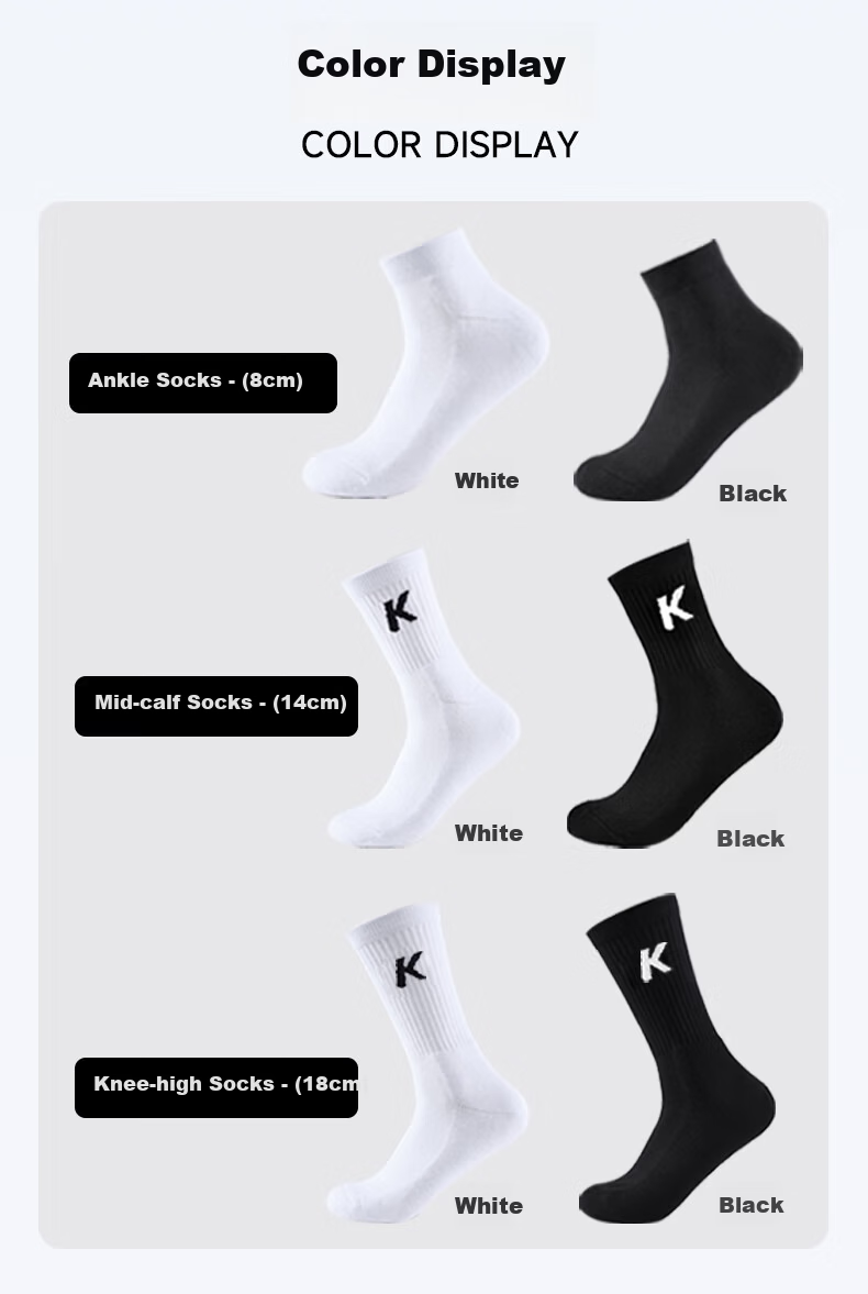 KELME Sports Socks Unisex Long Socks Running Basketball Training Fitness Mid-Short Tube 3 Pairs White [Short Tube] L 9
