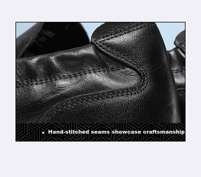 Camel Brand Men's Business Leather Shoes Commuter Wrinkled Cowhide Casual Soft Sole Leather Shoes P16S211003 Black Size 40 4