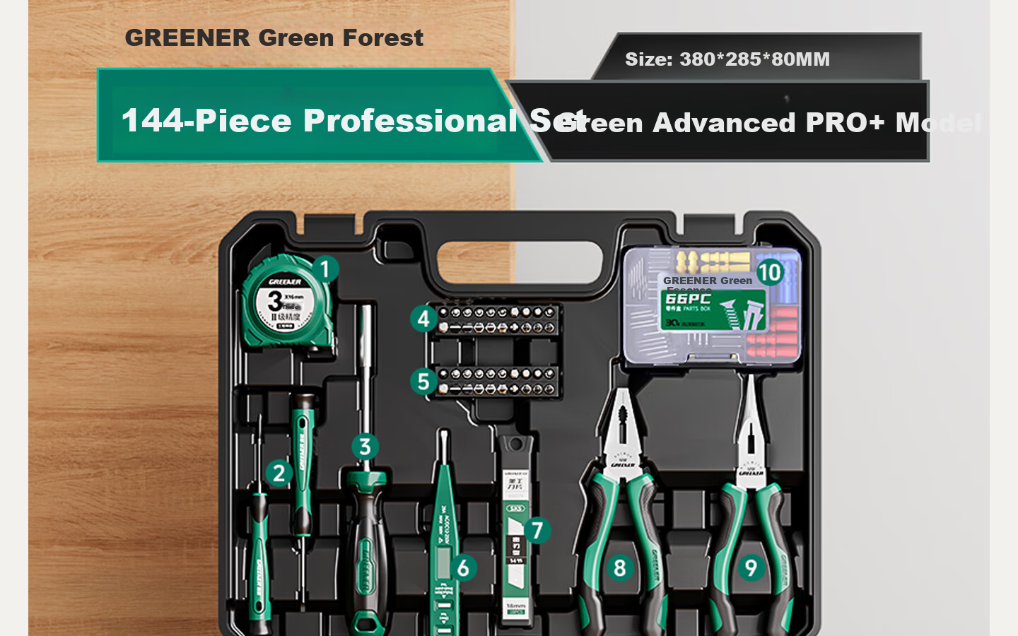 GREENER Household Toolbox Set Electrician Carpenter Telecom Repair Hardware Hand Tool Set 123 Pieces 27
