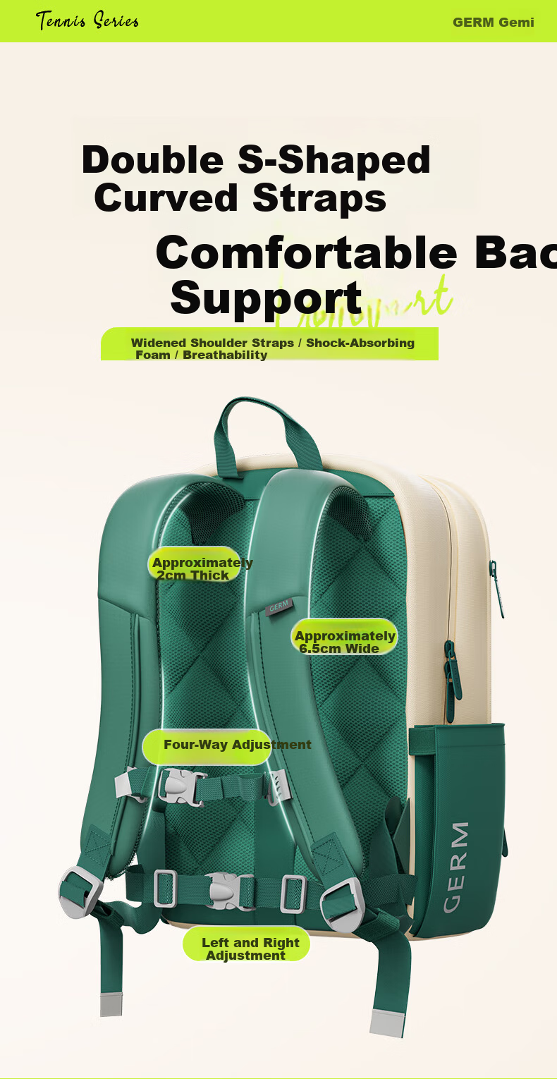 Germ Lightweight Large Capacity School Backpack for Elementary and Middle School Girls Grades 4-6 17