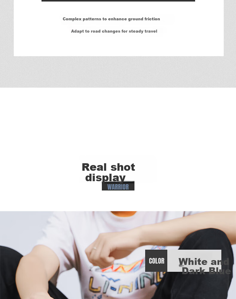 Warrior Official Men's Shoes 2026 Summer New Classic White Sneakers for Men, White and Dark Blue, Size 39 7