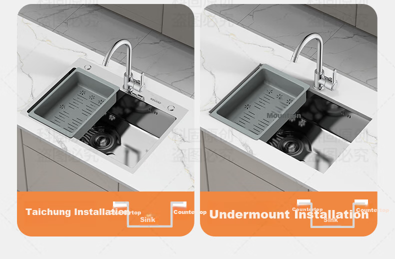 KEGOO Large Single Bowl Kitchen Sink Stainless Steel Vegetable Washing Dishwashing Basin Integrated Sink 65x40cm K8036 4
