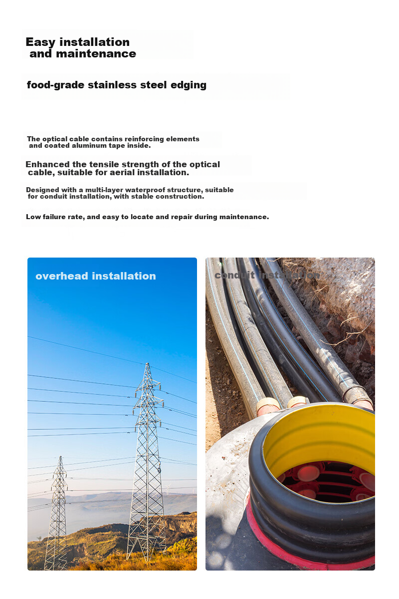 BOYANG GYTA Armored Single-Mode Outdoor Optical Cable 4-Core Communication Fiber Optic Cable Rodent-Resistant Layer-Stranded Outdoor Aerial/Pipeline 1 Meter BY-GYTA-4B1.3-1M 10