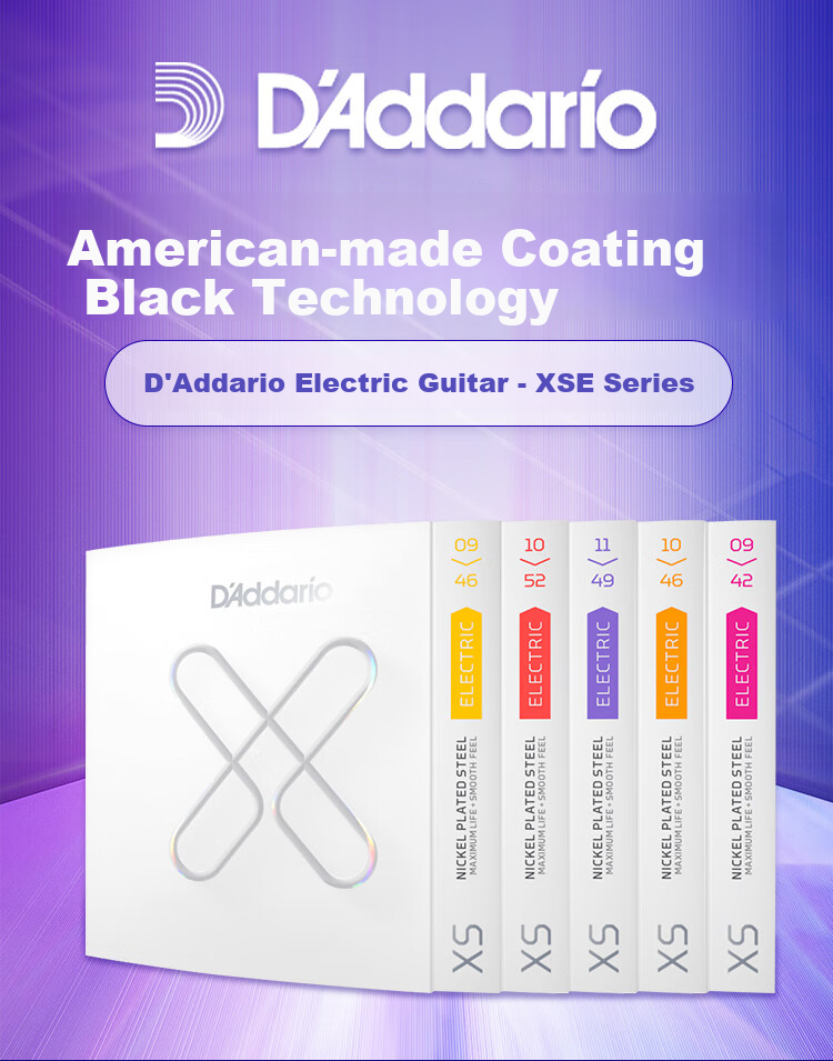 D'Addario XSE0942 American Imported Electric Guitar Strings Rust-Resistant Coated High Carbon Steel Extra Light 09-42 2