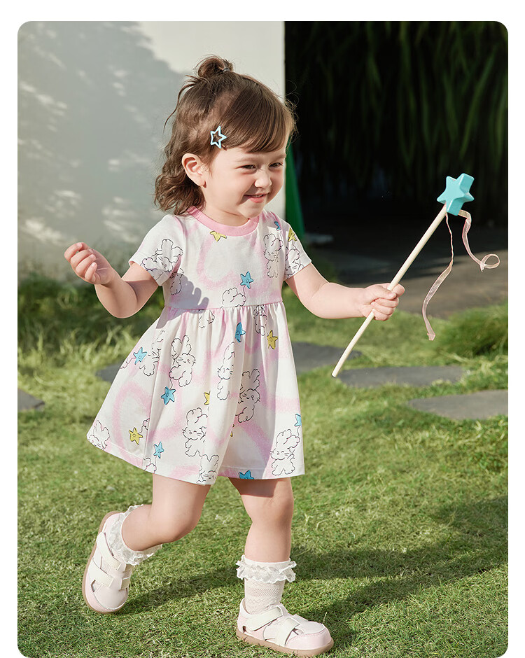 Balabala Kids Dress Baby Dress 2026 Summer New Girls Princess Dress Cotton Breathable Cute 30