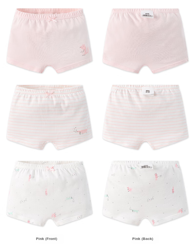 GB Girls' Cotton Antibacterial Boxer Briefs for Children, A-Class Baby Underwear, 3-Pack, Size 10A 3