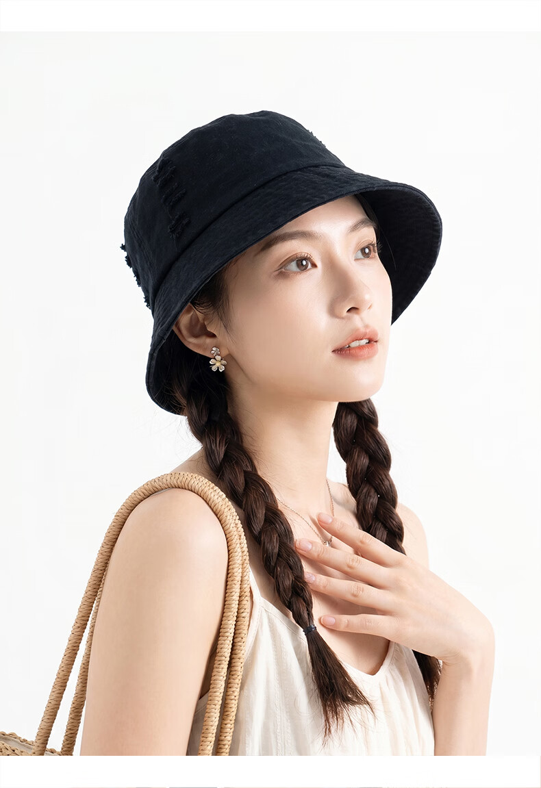 MMOPTOP Japanese Style Distressed Fisherman Hat Women Vintage Washed Cotton Bucket Hat Casual Versatile Face-Slimming Sun Hat Men 6