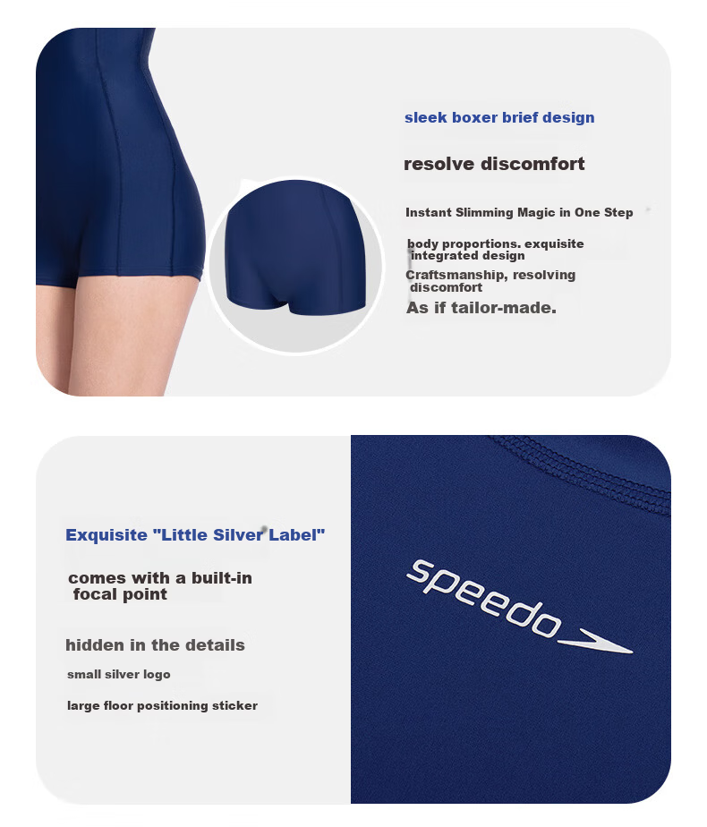 Speedo Free Freedom Skin Series Graceful Freedom High Neck Sleeveless Square Leg One-Piece Swimsuit for Women Hot Spring Bay Blue Size 38 5