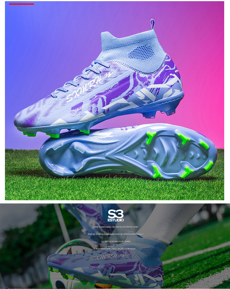 Shuangxing Men's FG Soccer Shoes Long Studs Adult Youth Kids Professional Training Cleats White Size 37 4