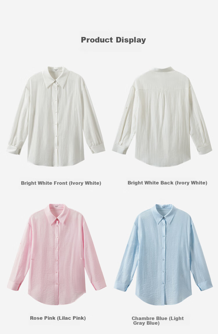Inman Lyocell Tencel Women's Lightweight Shirt 2026 Summer New Blouse Top Light Gray Blue XL 27