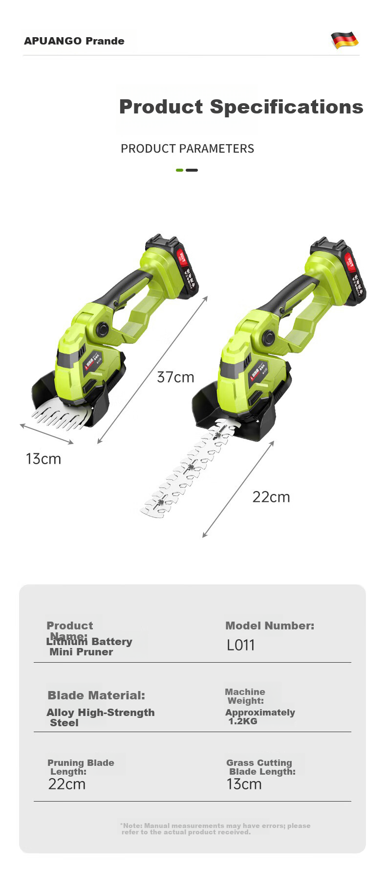 PUANGD Electric Lawn Mower Cordless Hedge Trimmer Small Home Lawn Trimmer Rechargeable Grass Cutter Garden Pruner 12