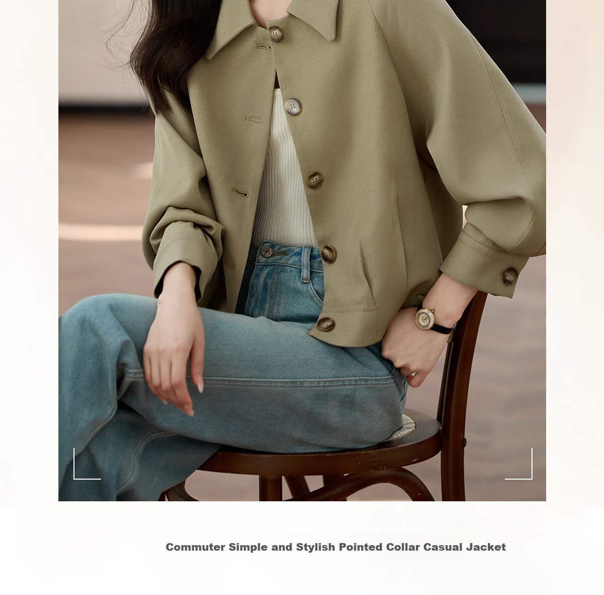 She Enjoy Casual Jacket Women Commuter Simple Short Coat Spring Autumn Versatile Elegant Cardigan Top T143U2023 1