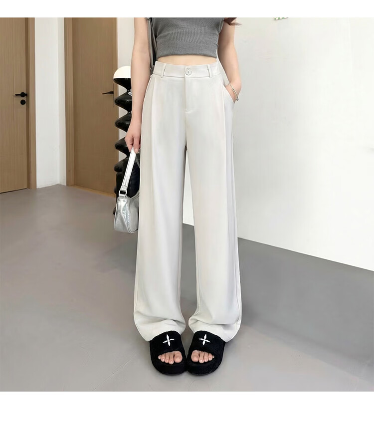 Free Style Wide-Leg Pants for Women Summer Thin Suit Pants 2026 New High Waist Slim Loose Draped Narrow Straight Casual Trousers 20