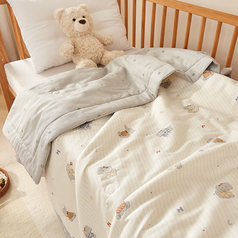 MUJI Pure Cotton Summer Quilt Xinjiang Cotton Cooling Air-Conditioned Thin Quilt Core 200x230cm Bubble Elephant 1