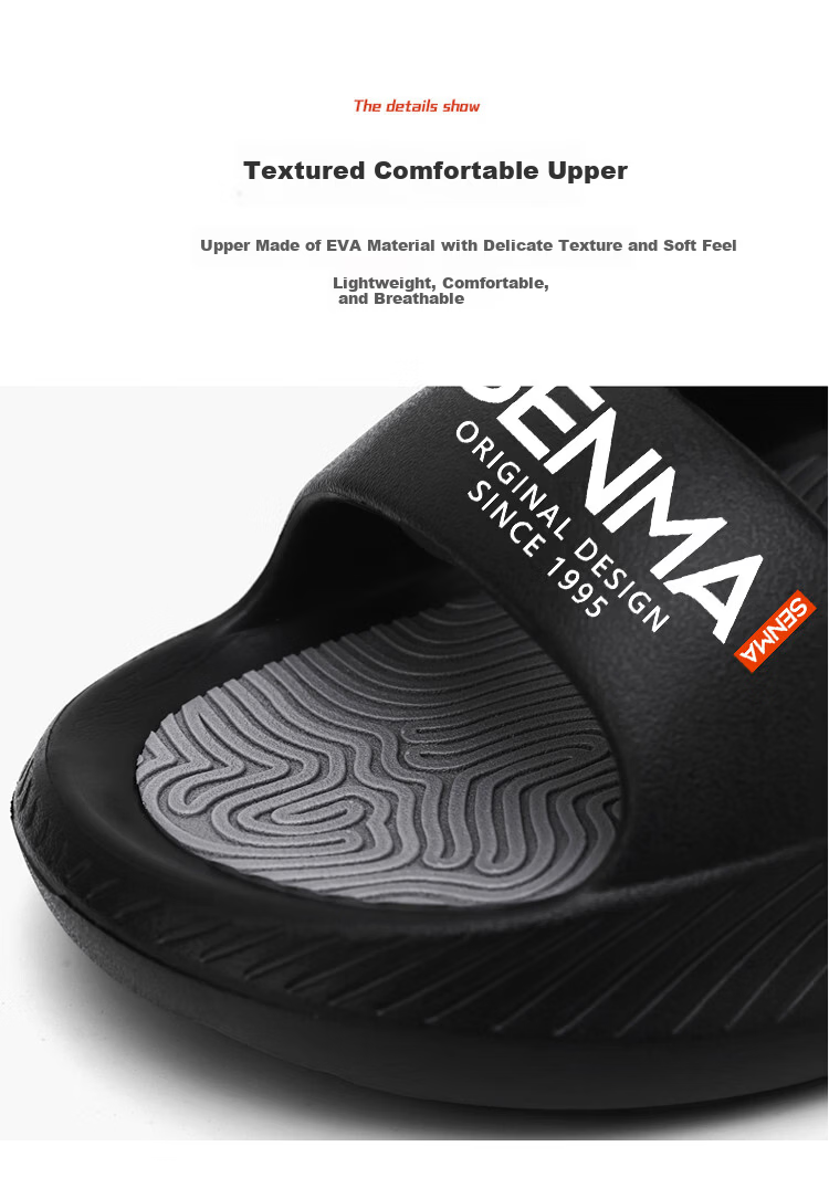 Senma Men's Summer Slippers Soft Sole Outdoor Sports Non-Slip Sandals Dual-Use Black Gray Size 40-41 4