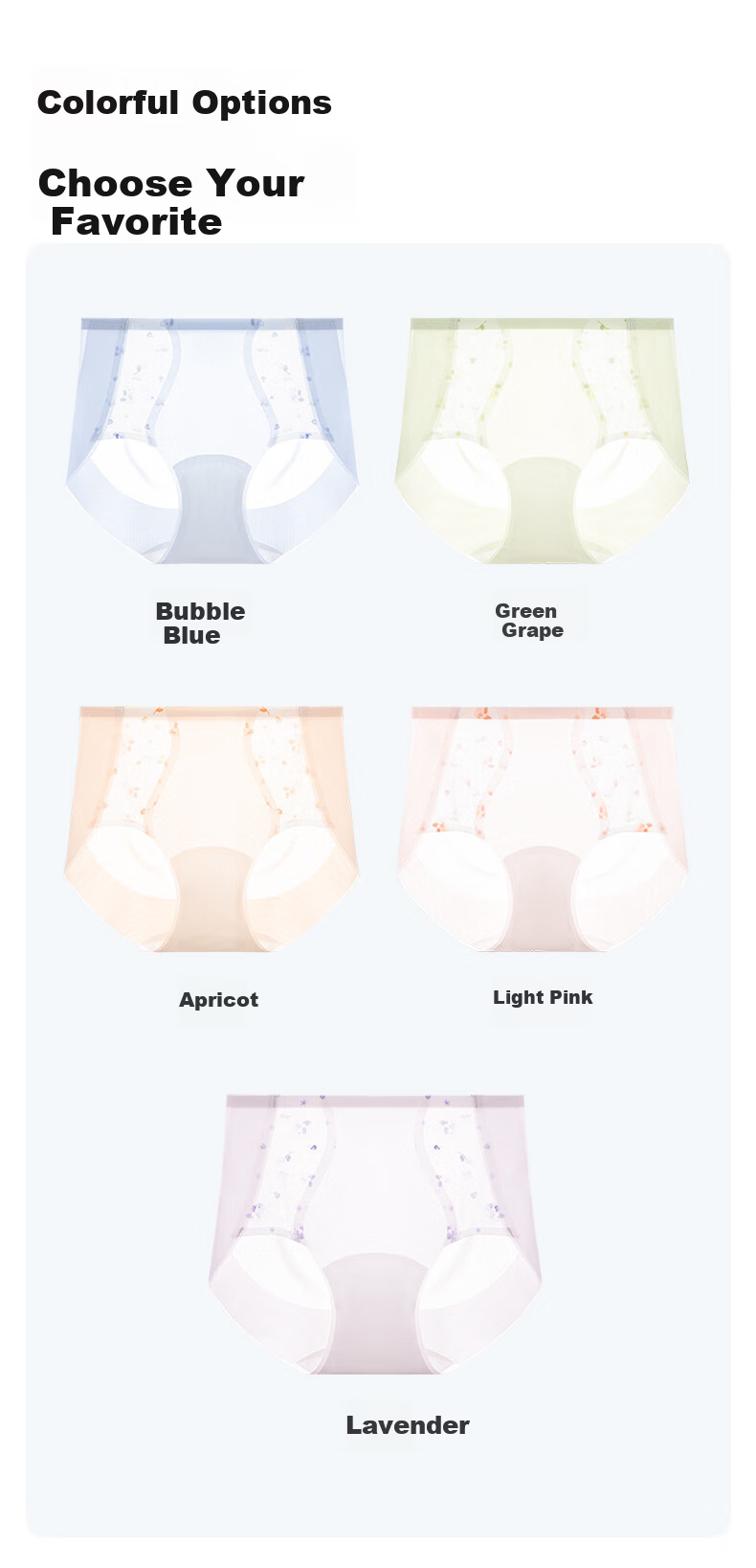 MiiOW Women's High-Waist Seamless Shaping Panties 10A Antibacterial Quick-Dry Comfortable Breathable Lace Printed Briefs 17