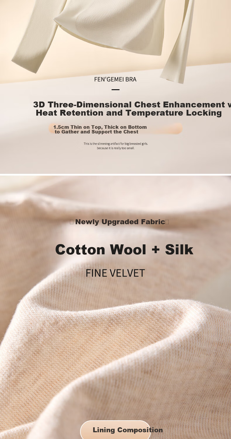 MiiOW Women's Thermal Underwear Set Cotton Slim Fit Fleece Lined Autumn Top and Bottom with Chest Pad Winter Base Layer 10